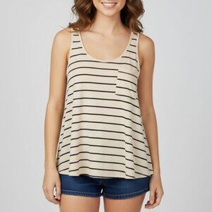 H&M Women's Tank Top Stripes Cropped Sleeveless Taupe Neutral Casual Flowy 4